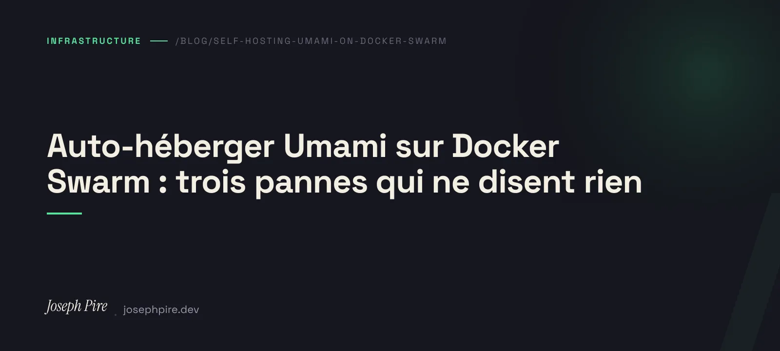 Visuel d'en-tête — Auto-héberger Umami sur Docker Swarm